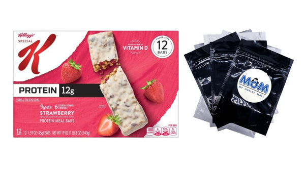 Strawberry Chewy Protein Meal Bars, Ready-to-Eat, 1 pack, 12 Count, plus 3 My Outlet Mall Resealable Storage Pouches