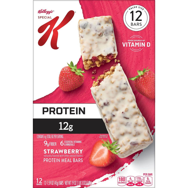 Strawberry Chewy Protein Meal Bars, Ready-to-Eat, 1 pack, 12 Count, plus 3 My Outlet Mall Resealable Storage Pouches