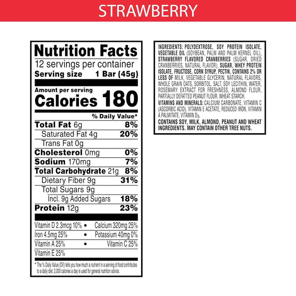 Strawberry Chewy Protein Meal Bars, Ready-to-Eat, 1 pack, 12 Count, plus 3 My Outlet Mall Resealable Storage Pouches