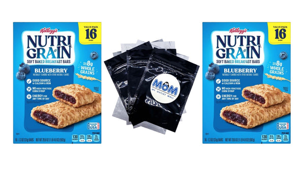 Nutri-Grain Blueberry Chewy Soft Baked Breakfast Bars, Ready-to-Eat - 2 packs - 16 Count - plus 3 My Outlet Mall Resealable Storage Pouches