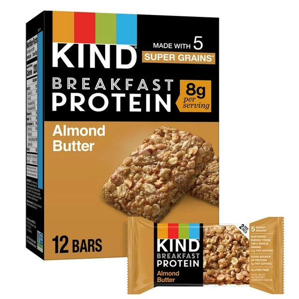 Breakfast Protein Bars Almond Butter, 3 Packs, 21.12 oz 12 count per pack, plus 3 My Outlet Mall Resealable Storage Pouches