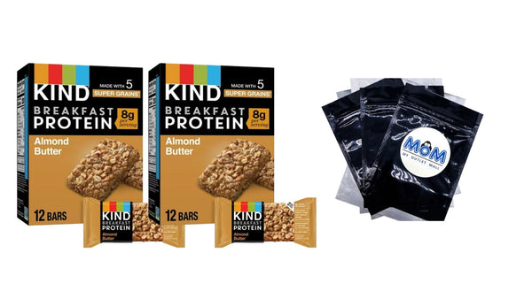 Breakfast Protein Bars Almond Butter, 2 Packs, 21.12 oz 12 count per pack, plus 3 My Outlet Mall Resealable Storage Pouches