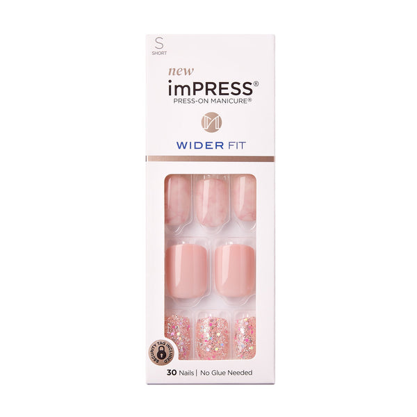 Wider Fit Press-on Nails, Just A Dream, 1 pack, 30 count, Kiss Impress, plus 3 My Outlet Mall Resealable Storage Pouches