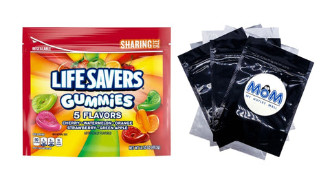 Gummies 5 Flavors Gummy Candy, Sharing Size, 1 pack, 14.5 oz, plus 3 My Outlet Mall Resealable Storage Pouches