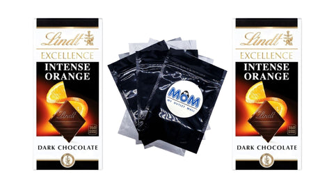 Excellence Intense Orange Dark Chocolate Candy Bar, 2 pack, 3.5 oz per pack, plus 3 My Outlet Mall Resealable Storage Pouches