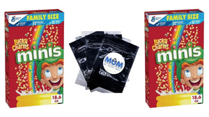 Minis Cereal with Marshmallows, Kids Breakfast Cereal, Family Size, 2 Packs, 18.6 oz per pack, plus 3 My Outlet Mall Resealable Storage Pouches