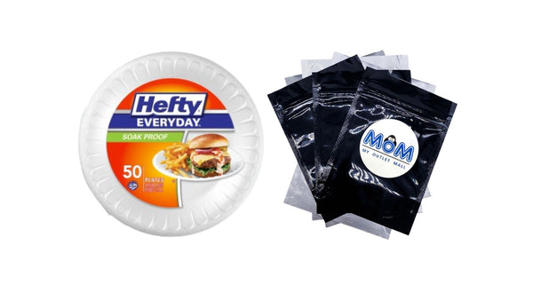 Everyday Soak-Proof Foam Plates, White, 8.875 inch - 1 pack - 50 Count per pack - plus 3 My Outlet Mall Resealable Storage Pouches