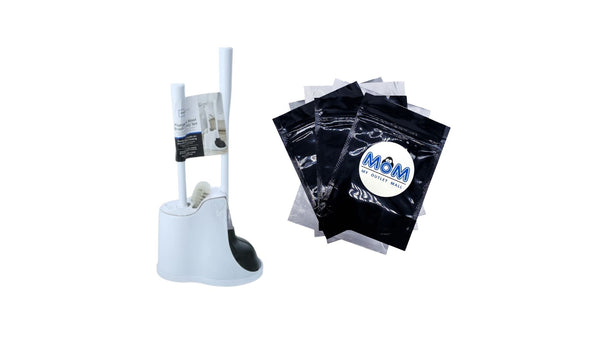 Toilet Plunger & Brush with Caddy 3 Piece Set, White - 1 pack - plus 3 My Outlet Mall Resealable Storage Pouches