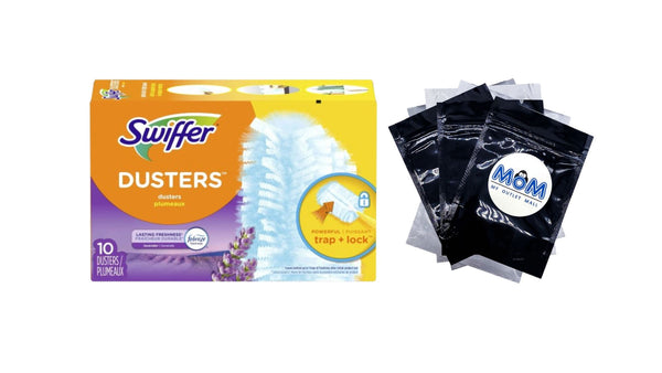 Dusters Refill for Cleaning, Feather & Microfiber Duster Alternative, Lavender - 1 pack - 10 count per pack plus 3 My Outlet Mall Resealable Storage Pouches