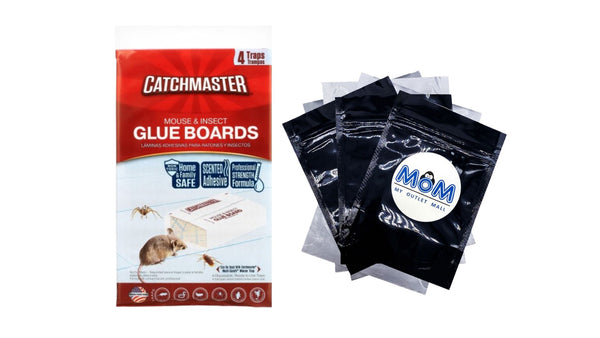 Mouse and Insect Glue Board Traps, Pre-baited and Ready to Use Indoors, Safe, non-toxic, and Easy to Use - 1 pack - plus 3 My Outlet Mall Resealable Storage Pouches