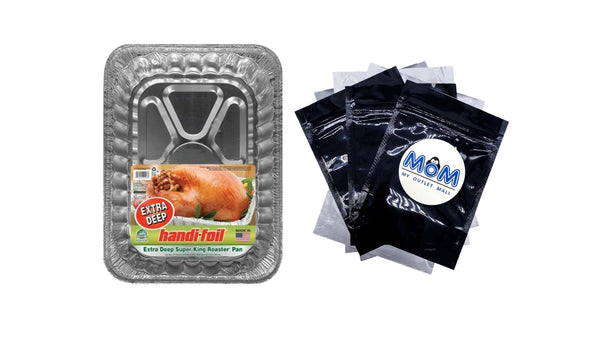 Extra Deep Aluminum Super King Roaster Pan, 17.13"x12.63"x4.25" - 1 pack - plus 3 My Outlet Mall Resealable Storage Pouches