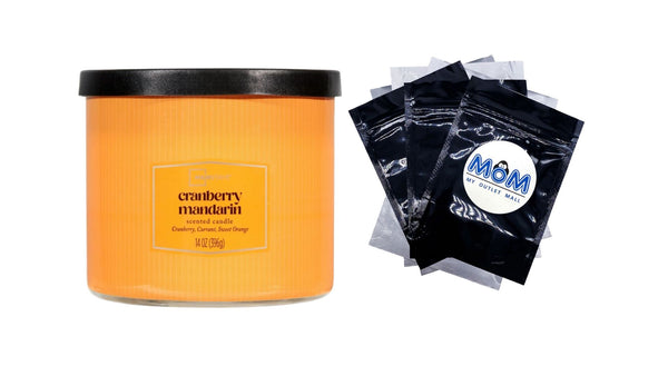 3-Wick Textured Wrapped Cranberry Mandarin Scented Candle - 1 pack - 14 oz per pack - plus 3 My Outlet Mall Resealable Storage Pouches