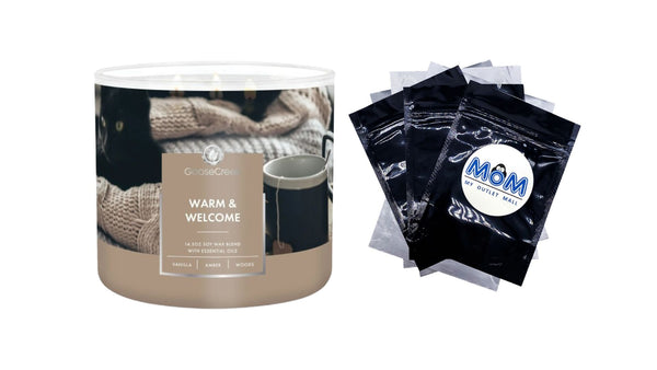 Warm & Welcome Scented 3-Wick Jar Candle - 1 pack - 14.5 oz per pack - plus 3 My Outlet Mall Resealable Storage Pouches