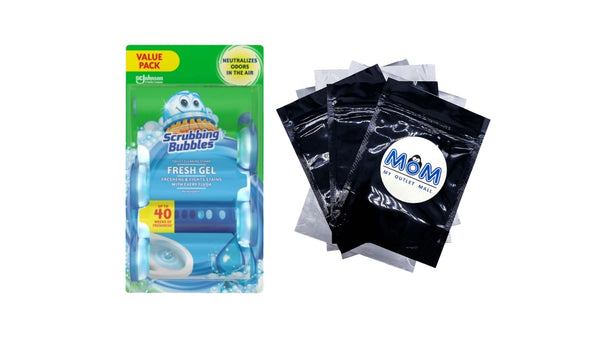 Fresh Gel Toilet Cleaning Stamp, Rain shower, Dispenser with 4 Refills - 1 pack - plus 3 My Outlet Mall Resealable Storage Pouches