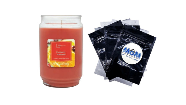 Cranberry Mandarin Scented Single-Wick Large Glass Jar Candle - 1 pack - 20 oz per pack - plus 3 My Outlet Mall Resealable Storage Pouches