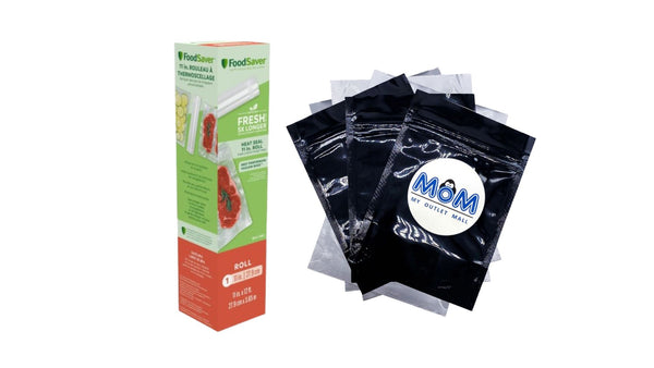 Heat Seal 11 in. Vacuum Sealer Roll, 11" x 12', Clear - 1 pack - plus 3 My Outlet Mall Resealable Storage Pouches