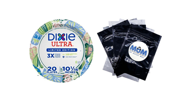 Ultra Summer Design Disposable Paper Plates, 10", Multi-Color - 1 pack - 20 Count per pack - plus 3 My Outlet Mall Resealable Storage Pouches