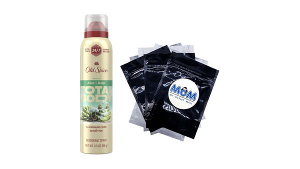 Whole Body Deodorant for Men, Total Body Deodorant, Aloe + Rain, Aluminum Free Spray for 24/7 Freshness - 1 pack - 3.5 oz per pack - plus 3 My Outlet Mall Resealable Storage Pouches
