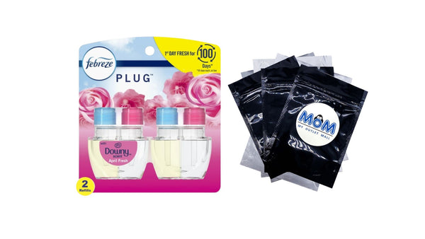 Plug In Air Freshener, Odor-Fighting Oil Refill, Downy April Fresh, 2 Refills - 1 pack - plus 3 My Outlet Mall Resealable Storage Pouches