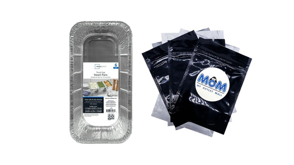 Aluminum Foil 1/3 Steam Table Pan 12.63" x 6.5" - 1 pack - 6 Count per pack - plus 3 My Outlet Mall Resealable Storage Pouches