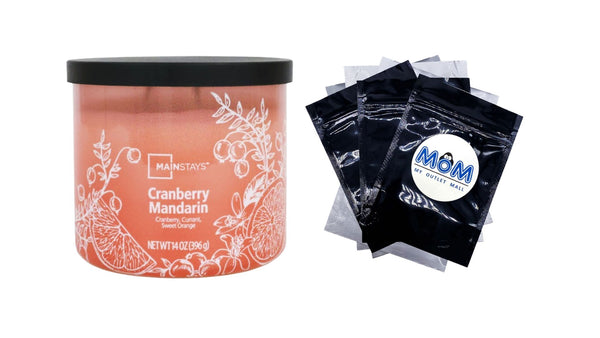 3-Wick Ombre Wrap Cranberry Mandarin Candle -  1 pack - 14 oz per pack - plus 3 My Outlet Mall Resealable Storage Pouches