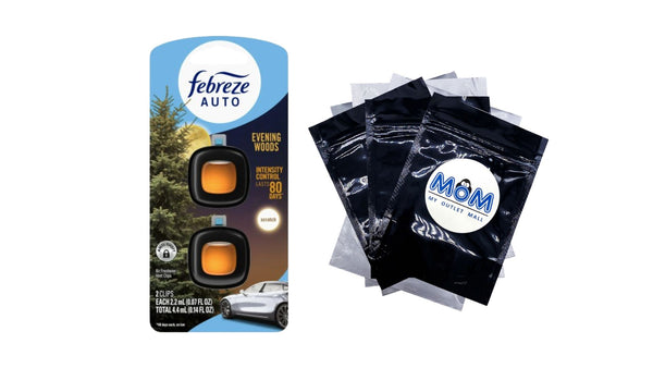 Auto Car Air Freshener, Odor-Fighting Car Vent Clip, Evening Woods, 2 Count - 1 pack - plus 3 My Outlet Mall Resealable Storage Pouches