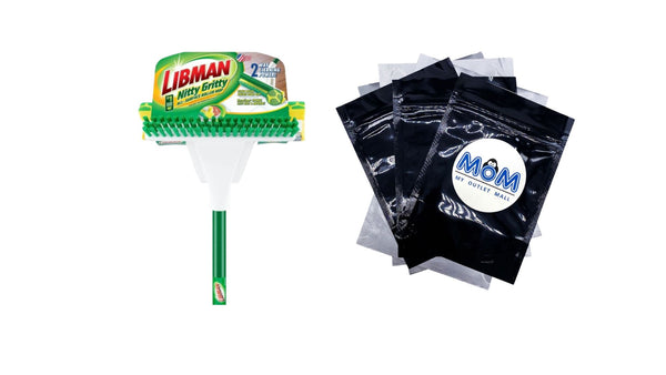 Nitty Gritty Roller Sponge Mop with Scrub Brush - 1 pack - plus 3 My Outlet Mall Resealable Storage Pouches