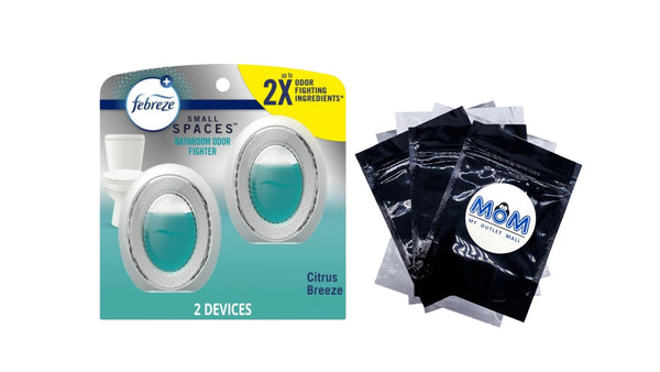 Bathroom Air Freshener, Small Spaces Odor Fighter, Citrus Breeze, 2 Count - 1 pack - plus 3 My Outlet Mall Resealable Storage Pouches