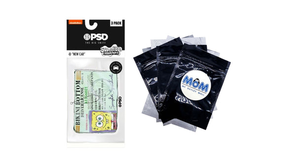 Hanging Air Freshener Sponge Bob Square Pants Driver's License with New Car Scent - 1 pack - 3 count per pack - plus 3 My Outlet Mall Resealable Storage Pouches