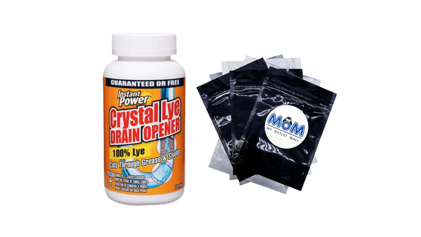 Crystal Lye Drain Opener - 1 pack - 16 oz per pack - plus 3 My Outlet Mall Resealable Storage Pouches