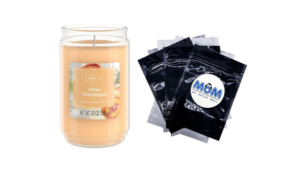Citrus Champagne Scented 3-Wick Glass Jar Candle - 1 pack - 20 oz per pack - plus 3 My Outlet Mall Resealable Storage Pouches