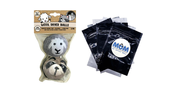 Dryer Balls, Reusable Bag - 1 pack - 2 Count - plus 3 My Outlet Mall Resealable Storage Pouches