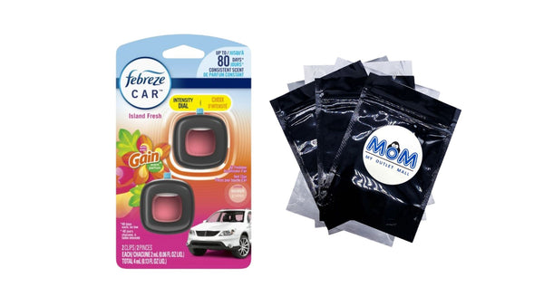 Car Air Freshener, Odor-Fighting Car Vent Clip, Gain Island Fresh, 2 Count - 1 pack - plus 3 My Outlet Mall Resealable Storage Pouches