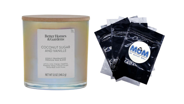 Coconut Sugar & Vanille Scented 2-Wick Iridescent Jar Candle - 1 pack - 12 oz per pack - plus 3 My Outlet Mall Resealable Storage Pouches