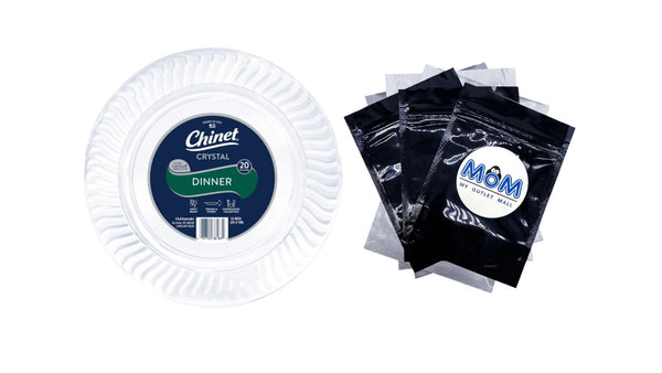 Crystal Premium Plastic Dinner Plates, 10", Clear - 1 pack - 20 Count per pack - plus 3 My Outlet Mall Resealable Storage Pouches