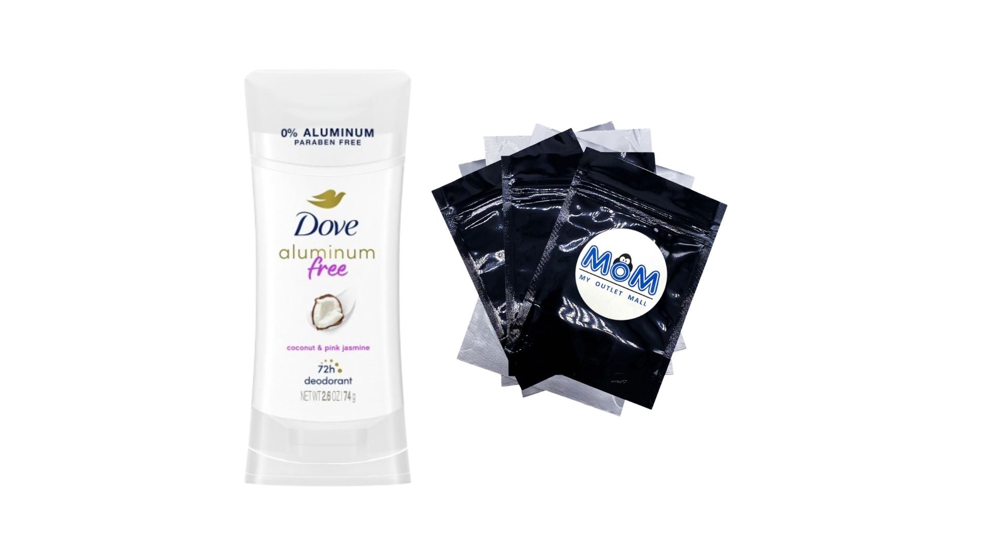 0% Aluminum Women's Deodorant Stick, Coconut and Pink Jasmine - 1 pack - 2.6 oz per pack - plus 3 My Outlet Mall Resealable Storage Pouches