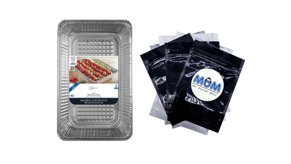 Disposable Aluminum Full Size Steam Table Pans, 5 Count 19.56" x 11.63" x 3.19" - 1 pack - 5 Count per pack - plus 3 My Outlet Mall Resealable Storage Pouches