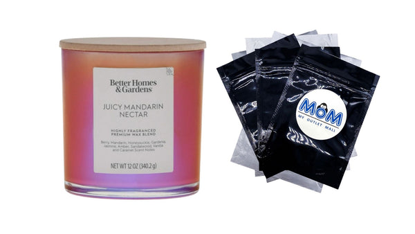 Juicy Mandarin Nectar Scented 2-Wick Iridescent Jar Candle - 1 pack - 12 oz per pack - plus 3 My Outlet Mall Resealable Storage Pouches