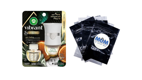Scented Oil Vibrant Kit (Warmer + 1 Refill), White Sage & Mahogany - 1 pack - plus 3 My Outlet Mall Resealable Storage Pouches