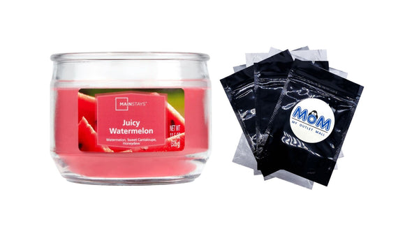Juicy Watermelon Scented 3-Wick Glass Jar Candle - 1 pack - 11.5 oz per pack - plus 3 My Outlet Mall Resealable Storage Pouches