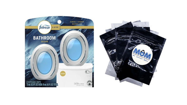 Bathroom Air Freshener, Small Spaces Odor-Fighting, Ocean, 2 Count - 1 pack - plus 3 My Outlet Mall Resealable Storage Pouches