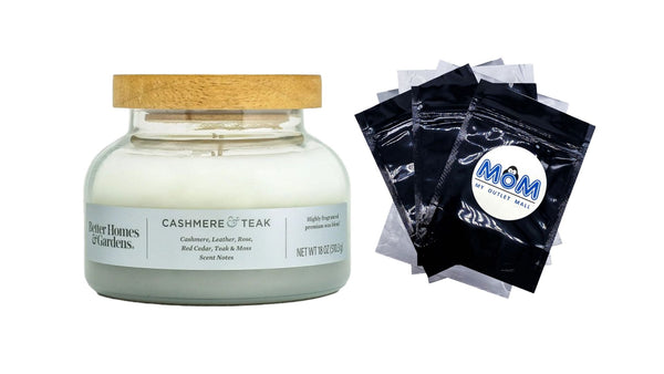 Cashmere Teak Scented 2-Wick Ombre Bell Jar Candle - 1 pack - 18 oz per pack - plus 3 My Outlet Mall Resealable Storage Pouches