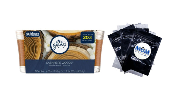 Single Wick Candles, Cashmere Woods, 2 Candles - 1 pack - plus 3 My Outlet Mall Resealable Storage Pouches