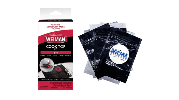 5-In-1 Cook Top Complete Cleaning Kit, includes Cream, Scrubbing Pad, and Scraper Tool - 1 pack - plus 3 My Outlet Mall Resealable Storage Pouches