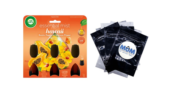 Essential Mist Refill, Hawaii Exotic Papaya and Hibiscus Flower 3 Count - 1 pack - plus 3 My Outlet Mall Resealable Storage Pouches