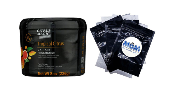 On The Go Solid Air Freshener for Auto, Tropical Citrus - 1 pack - 8 oz per pack - plus 3 My Outlet Mall Resealable Storage Pouches