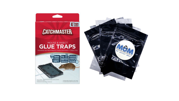 Mouse & Insect Solid Glue Traps - 1 pack - 4 Count - plus 3 My Outlet Mall Resealable Storage Pouches