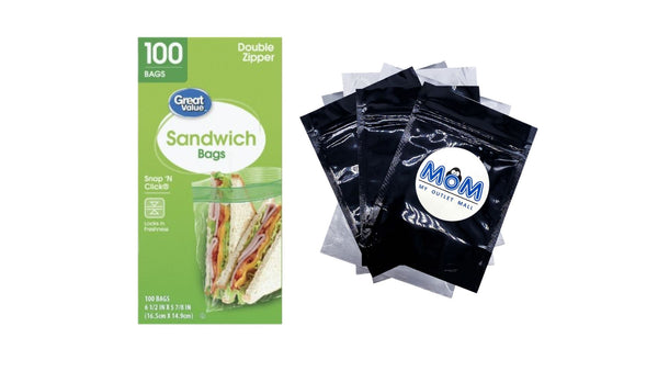 Fresh Seal Double Zipper Sandwich Bags - 1 pack - 100 Count per pack - plus 3 My Outlet Mall Resealable Storage Pouches