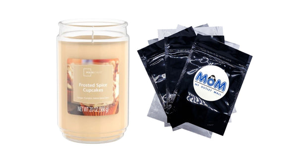 Frosted Spice Cupcakes Scented Single-Wick Glass Jar Candle - 1 pack - 20 oz per pack - plus 3 My Outlet Mall Resealable Storage Pouches