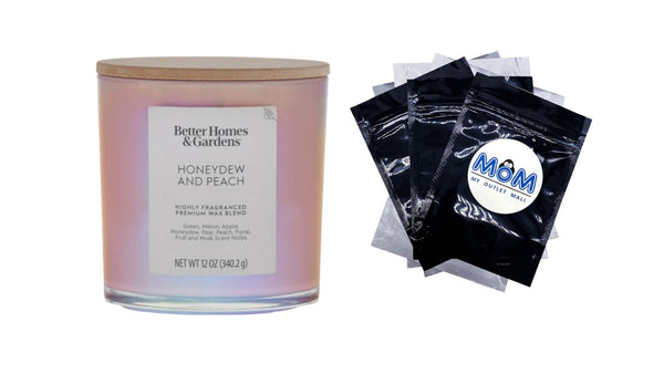 Honeydew & Peach Scented 2-Wick Iridescent Jar Candle - 1 pack - 12 oz per pack - plus 3 My Outlet Mall Resealable Storage Pouches